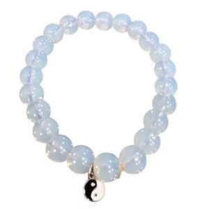 Shein Luminous Glass Beaded Yin & Yang Beaded Stretch Bracelet